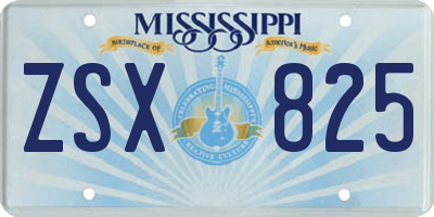 MS license plate ZSX825