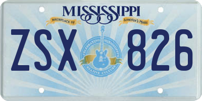 MS license plate ZSX826