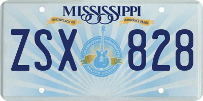 MS license plate ZSX828