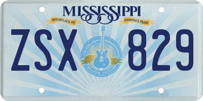 MS license plate ZSX829