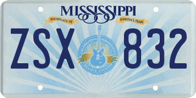 MS license plate ZSX832