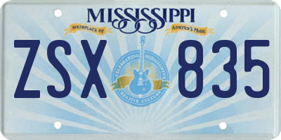 MS license plate ZSX835