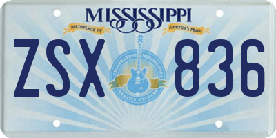 MS license plate ZSX836