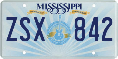 MS license plate ZSX842