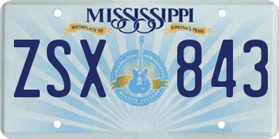 MS license plate ZSX843