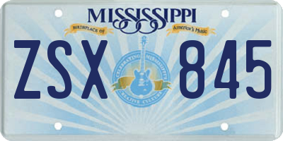 MS license plate ZSX845