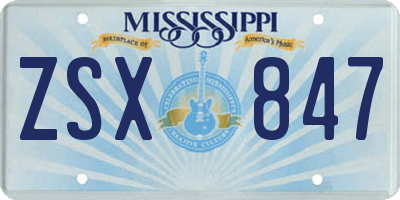 MS license plate ZSX847