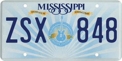 MS license plate ZSX848