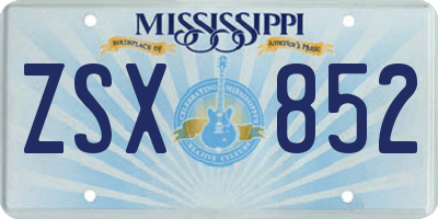 MS license plate ZSX852