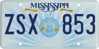 MS license plate ZSX853