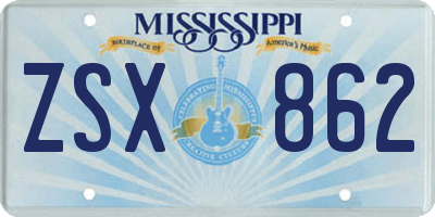 MS license plate ZSX862