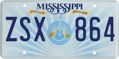 MS license plate ZSX864