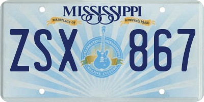 MS license plate ZSX867