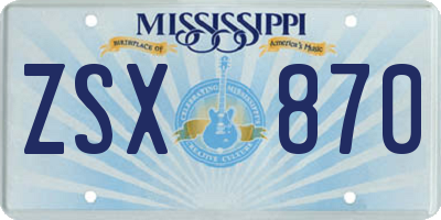 MS license plate ZSX870