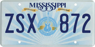 MS license plate ZSX872