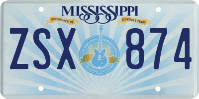 MS license plate ZSX874