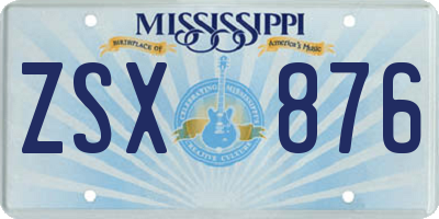 MS license plate ZSX876