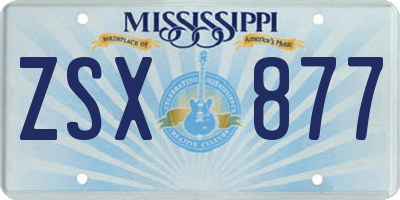 MS license plate ZSX877