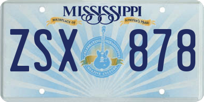 MS license plate ZSX878