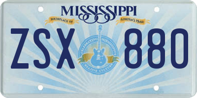 MS license plate ZSX880