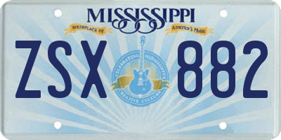 MS license plate ZSX882