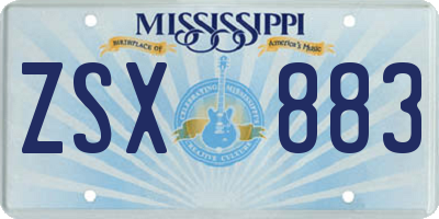 MS license plate ZSX883