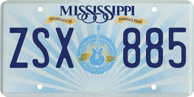 MS license plate ZSX885