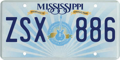 MS license plate ZSX886