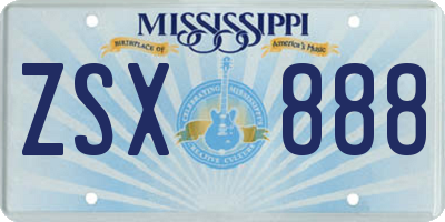 MS license plate ZSX888