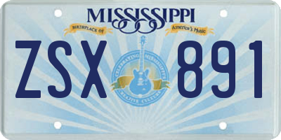 MS license plate ZSX891