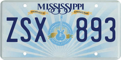 MS license plate ZSX893