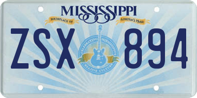 MS license plate ZSX894