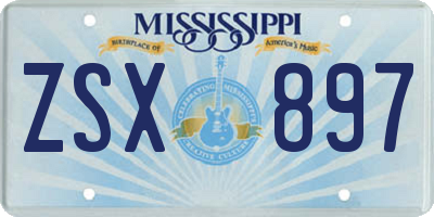 MS license plate ZSX897