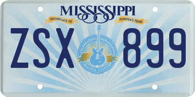 MS license plate ZSX899