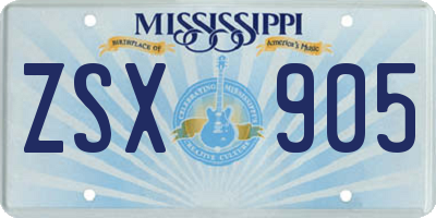 MS license plate ZSX905