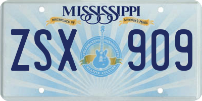 MS license plate ZSX909
