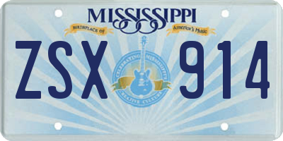 MS license plate ZSX914