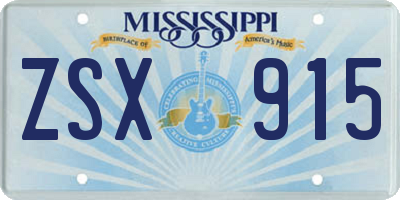 MS license plate ZSX915