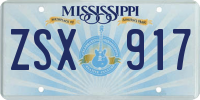MS license plate ZSX917