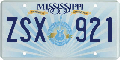 MS license plate ZSX921