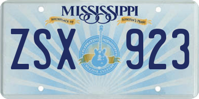 MS license plate ZSX923