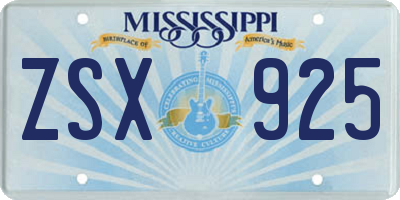 MS license plate ZSX925