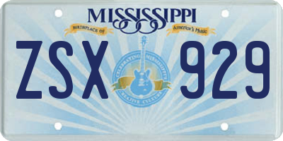 MS license plate ZSX929