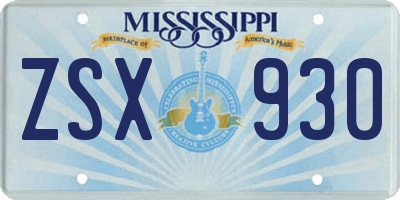 MS license plate ZSX930