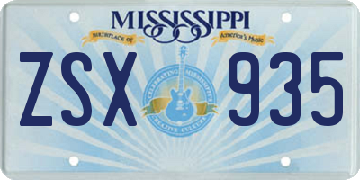 MS license plate ZSX935