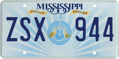 MS license plate ZSX944
