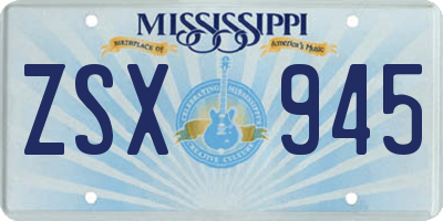 MS license plate ZSX945