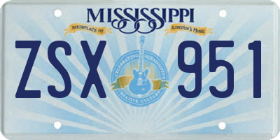 MS license plate ZSX951
