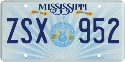 MS license plate ZSX952