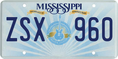 MS license plate ZSX960